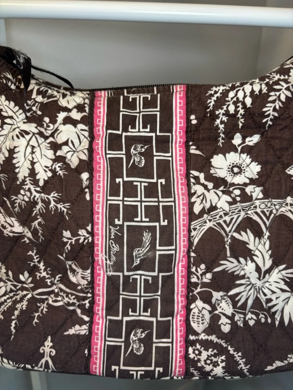 Vera Bradley Brown & Pink Quilted Floral Bag - Picture 12 of 16